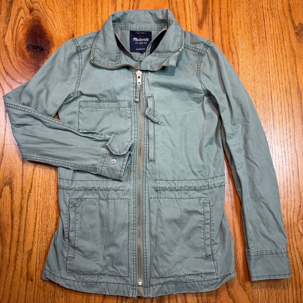 Madewell Utility Field Jacket Womens XS Sage Green Military Cotton Twill C3394